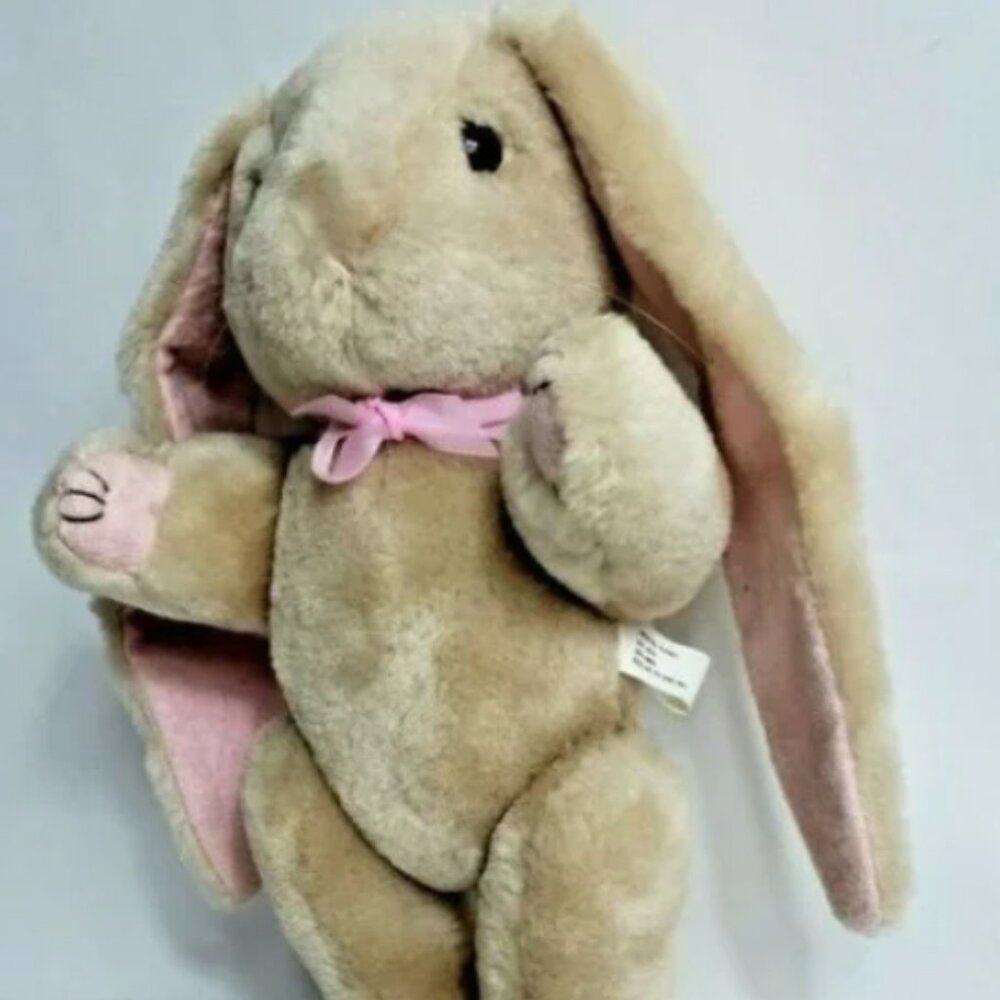 Vintage Beige Jointed Bunny Rabbit Plush 11" Stuffed Animal Wangs International